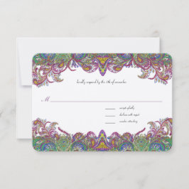 Vintage Paisley Honeysuckle Damask Wedding RSVP