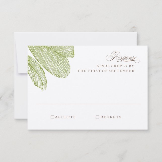 Vintage Palm Destination Beach Wedding RSVP (Anverso)