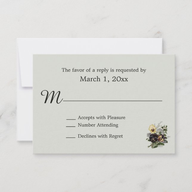 Vintage Pansies RSVP (Anverso)