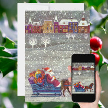 Vintage Papá Noel de Navidad en Invitación de Slei