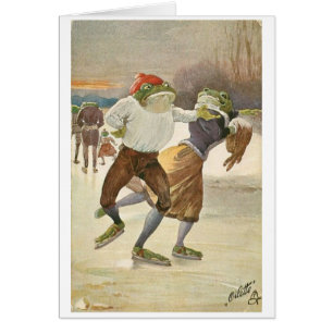 Vintage - pares de la rana del patinaje de hielo,