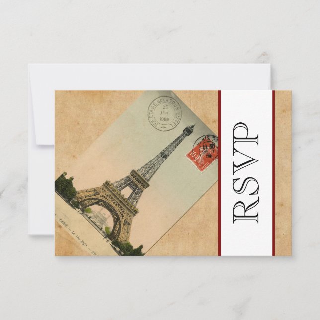 Vintage Paris Eiffel Tower RSVP (Anverso)