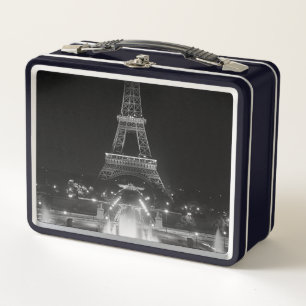 Vintage Paris Fontains Torre Eiffel noche