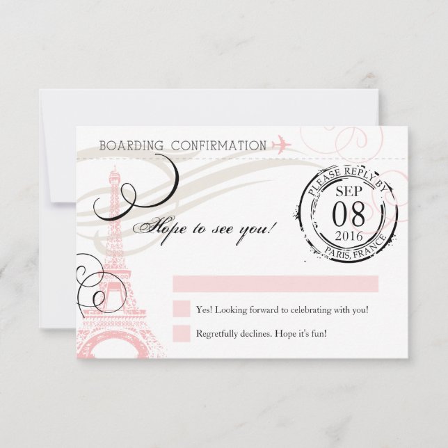 Vintage Paris Francia Birday Party RSVP (Anverso)