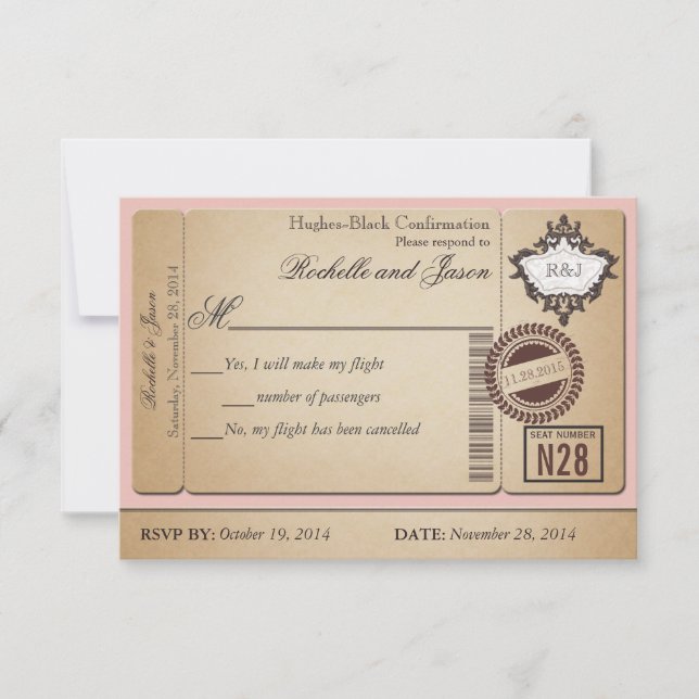 Vintage Passport Ticket RSVP (Anverso)