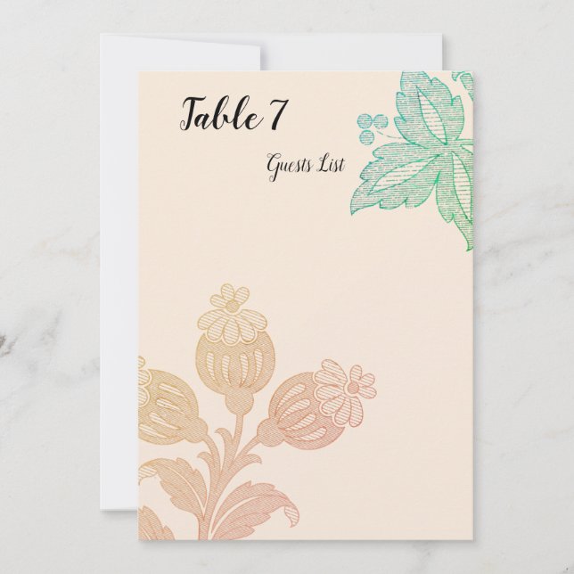 Vintage Pastel Floral Peach Green Boda (Anverso)