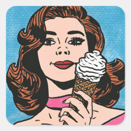Vintage Pastel Ice Cream Comic Style Pegatinas