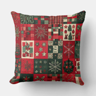 Vintage Patchwork Navidades Cojín decorativo