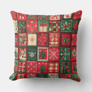 Vintage Patchwork Navidades Cojín decorativo