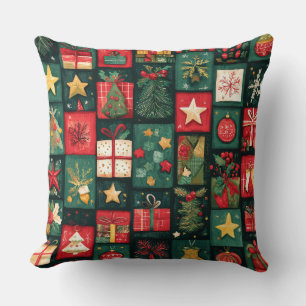 Vintage Patchwork Navidades Cojín decorativo
