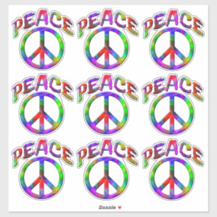 Vintage Peace Sign Colorful Contour Pegatinas