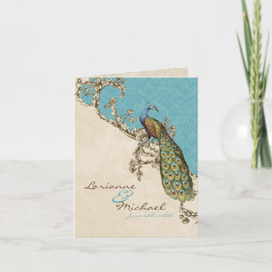 Vintage Peacock & Etchings Boda Gracias Notas
