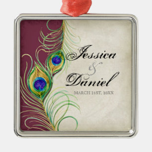 Vintage Peacock & Etchings Ornamento de Navidad