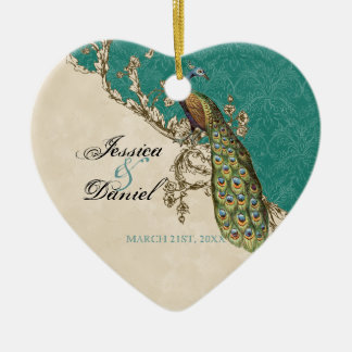 Vintage Peacock & Etchings Ornamento de Navidad