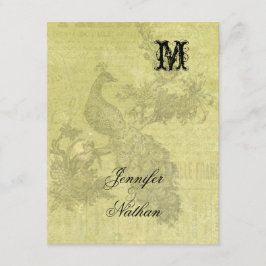 Vintage Peacock Wedding RSVP Card