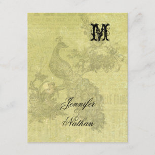 Vintage Peacock Wedding RSVP Card