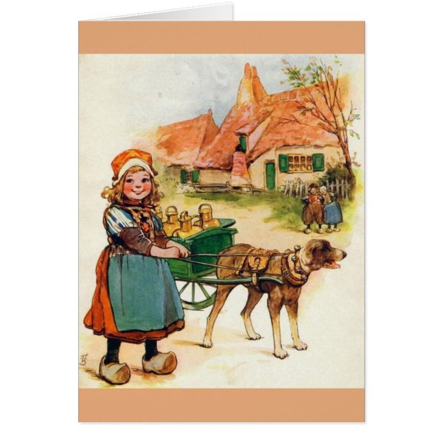 Vintage - Pequeño Chica holandés y carrito de perr (Frente)