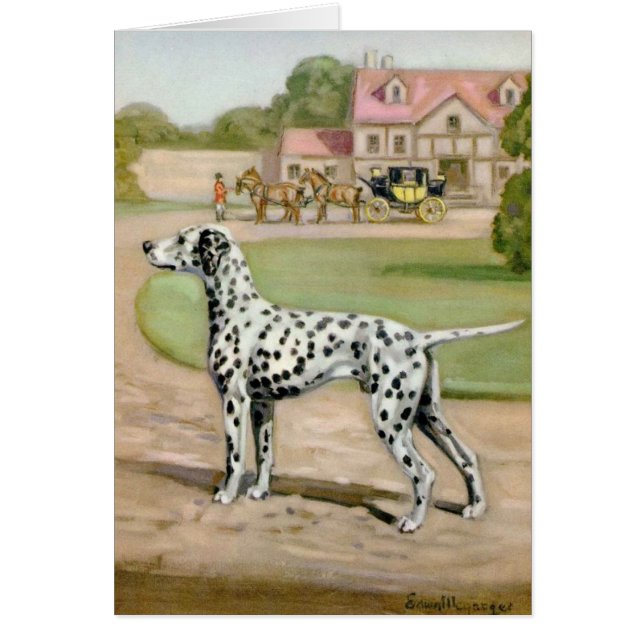 Vintage - perro y carro dálmatas, (Frente)