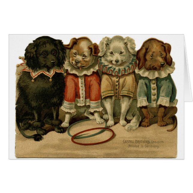 Vintage - perros en juegos del payaso, (Anverso (Horizontal))