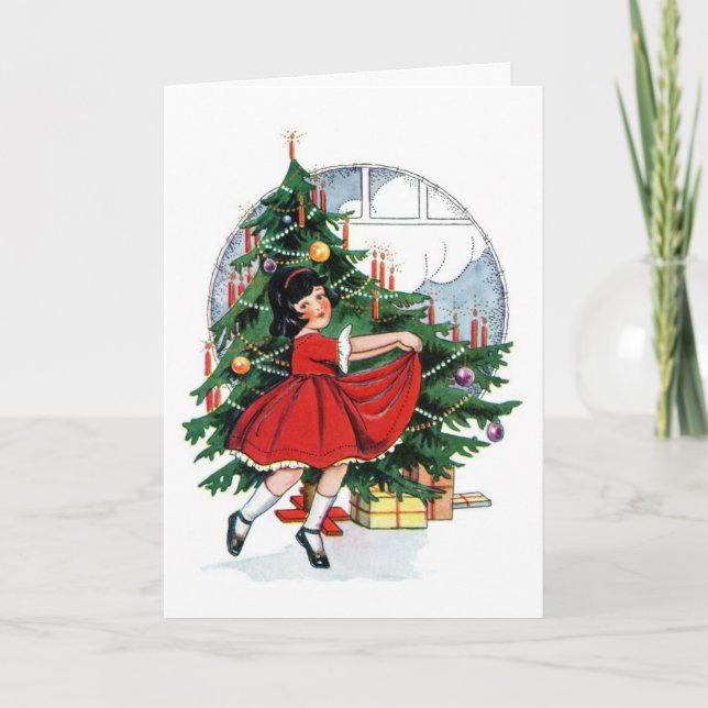 Vintage Personalizado Navidad carta con niñita (Anverso)