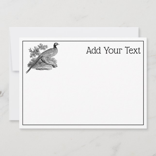 Vintage Pheasant Game Bird Drawing BW (Anverso)