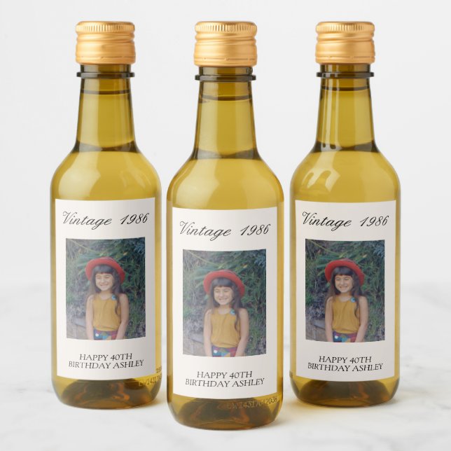 Vintage Photo Birthday Party Favor Fun Retro (Botellas)