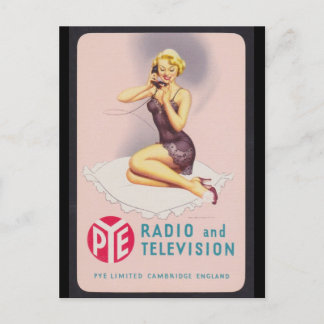 Vintage Pin up chica jugando postal