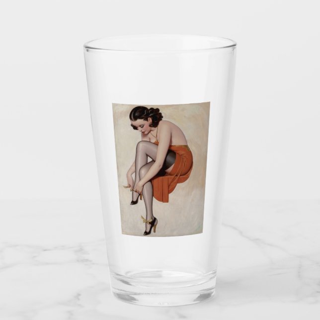 Vintage Pin Up Chica Vidrio (Anverso)