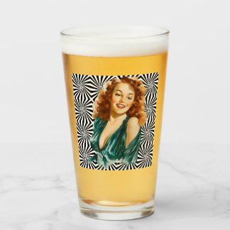 Vintage Pin Up Chica Vidrio Retro Pint