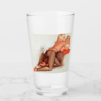 Vintage Pin Up Chica Vidrio Retro Pint