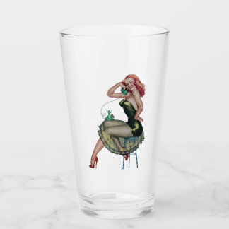 Vintage Pin Up Chica Vidrio Retro Pint