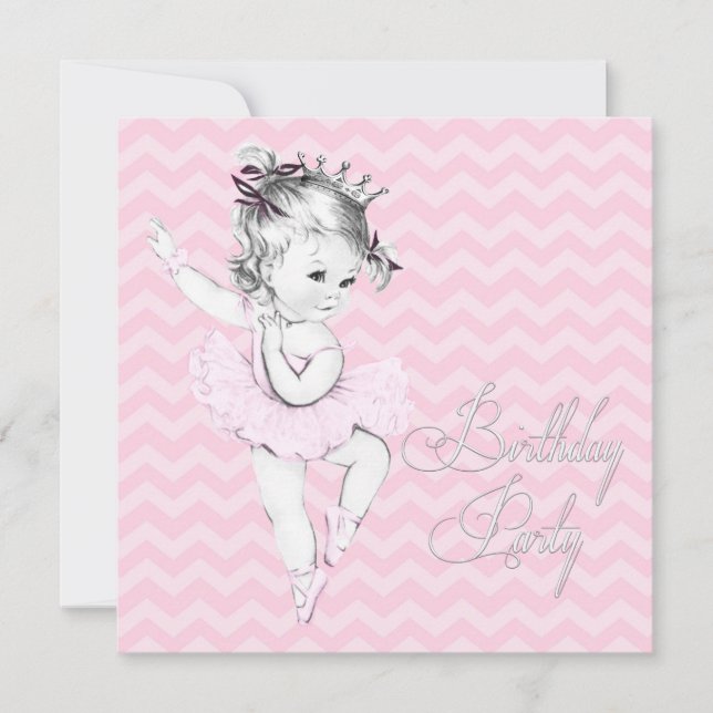 Vintage Pink Ballerina Invitaciones a la fiesta de (Anverso)