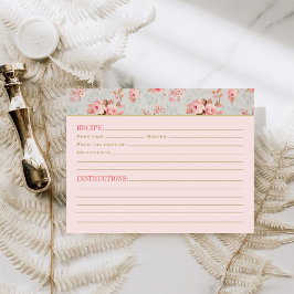 Vintage Pink Floral Garden Boda Tarjeta de receta