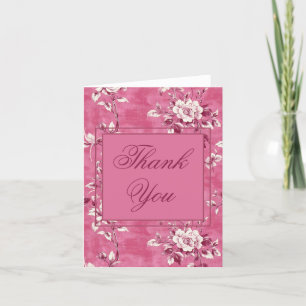 Vintage Pink Rose Floral Gracias Nota