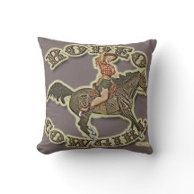 Vintage Pinup Cowgirl Rodeo Cowgirl Cojín decorati