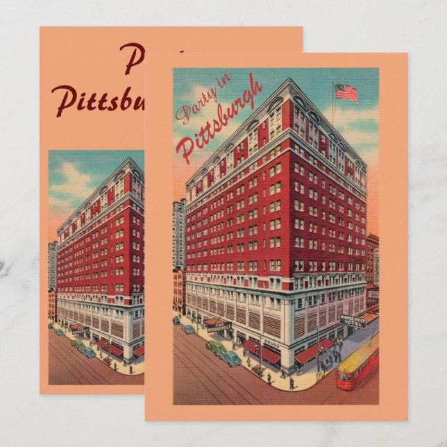 Vintage Pittsburgh Hotel Party Invitación (Anverso / Reverso)