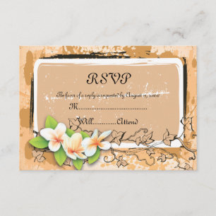 Vintage plumeria naranja de hiedra tarjeta RSVP bl