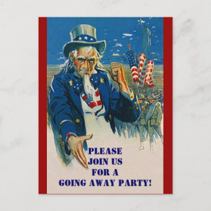 Vintage Postcard Uncle Sam Patriotic Invitación