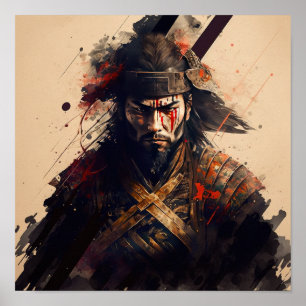 Vintage Poster de arte de arte de guerrero de Samu