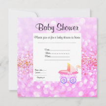 VINTAGE PRAM BABY SHOWER INVITACIÓN Cristal rosa