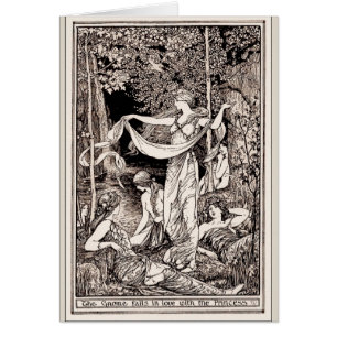 Vintage - princesa y su corte en el lago,