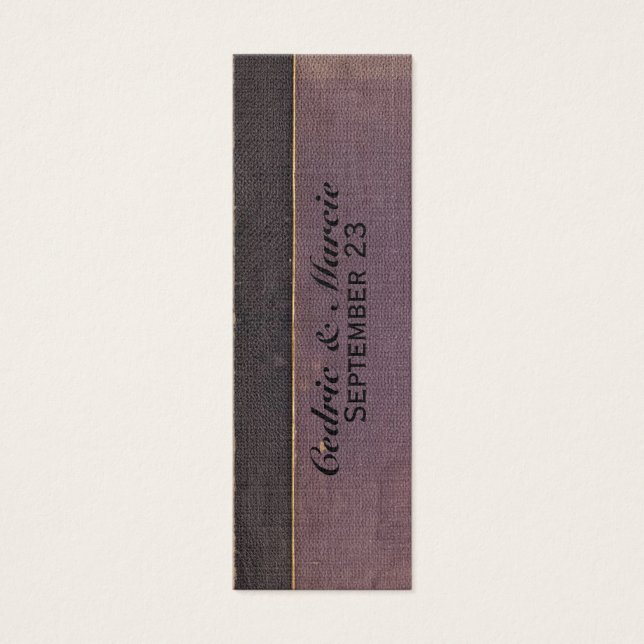 Vintage Purple Book Place Card y Bookmark (Frente)