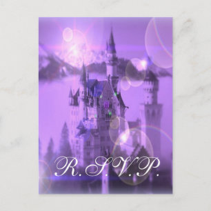 Vintage Purple Castle Wedding Tarjeta RSVP