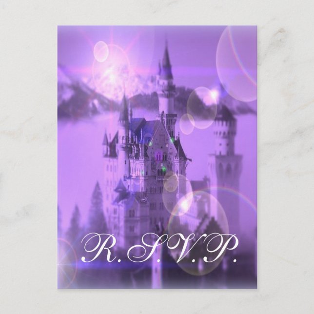 Vintage Purple Castle Wedding Tarjeta RSVP (Anverso)