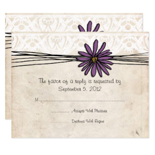 Vintage Purple Daisy Wedding RSVP