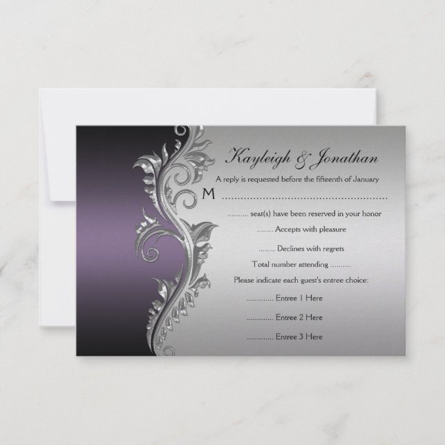 Vintage Purple Silver Black RSVP (Anverso)