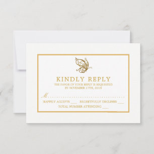 Vintage Purpurina de oro mariposa Boda RSVP
