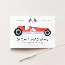 Vintage Race Car Birday Party Invitación
