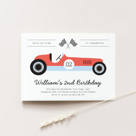Vintage Race Car Birday Party Invitación