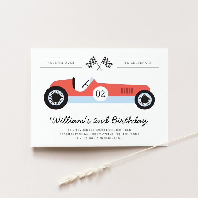 Vintage Race Car Birday Party Invitación (Subido por el creador)